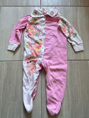 Vintage Baby One-Piece Sleep Romper with Playful Bear Print